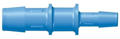 Made in USA - 1 x 1/2" Barb, Kynar Single Barbed Tube Reducer - Blue, Male - USA Tool & Supply