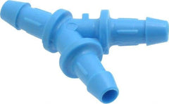 Made in USA - 1/8" Barb, HDPE Single Barbed Tube Y Connector - Blue, Male - USA Tool & Supply