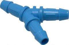 Made in USA - 3/16" Barb, HDPE Single Barbed Tube Y Connector - Blue, Male - USA Tool & Supply