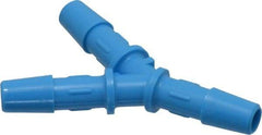 Made in USA - 1/4" Barb, HDPE Single Barbed Tube Y Connector - Blue, Male - USA Tool & Supply