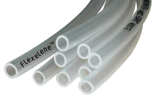 Made in USA - 1" ID x 1-1/4" OD, 1/8" Wall Thickness, 100' Long, Polyethylene Tube - Transparent Clear, 45 Max psi, 92 Shore A Hardness, -40 to 170°F - USA Tool & Supply