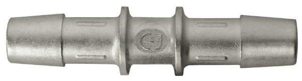 Made in USA - 0.695" Tube ID, Metal Barbed Straight Tube Coupler - Stainless Steel - USA Tool & Supply