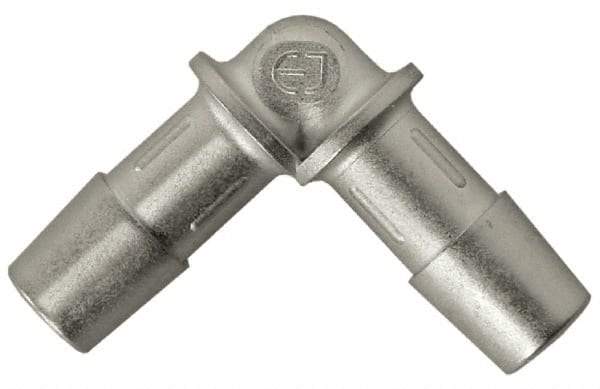 Made in USA - 0.495" Tube ID, Metal Barbed Tube Elbow - Stainless Steel - USA Tool & Supply