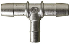 Made in USA - 0.49 x 0.316" Tube ID, Metal Barbed Reduction Tube Tee - Stainless Steel - USA Tool & Supply