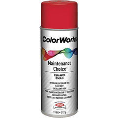 Krylon - Safety Red, Enamel Spray Paint - 15 to 18 Sq Ft per Can, 16 oz Container, Use on General Industrial Maintenance & Touch-up Work - USA Tool & Supply