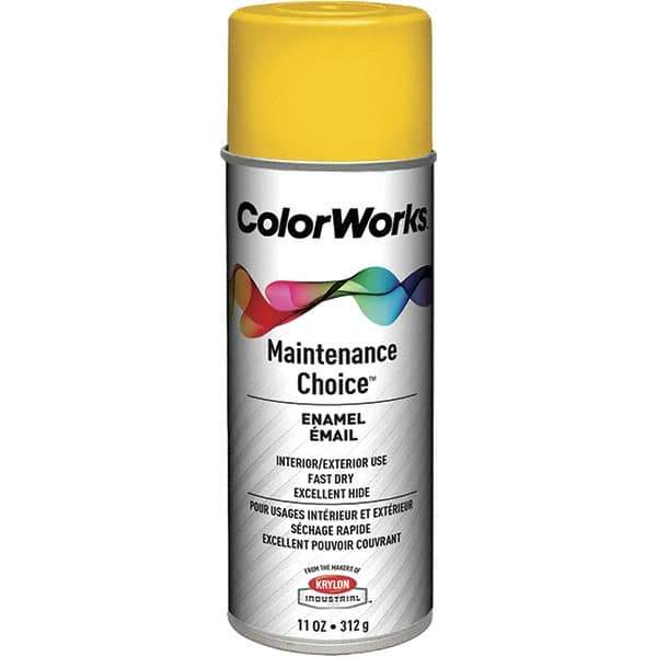 Krylon - Safety Yellow, Enamel Spray Paint - 15 to 18 Sq Ft per Can, 16 oz Container, Use on General Industrial Maintenance & Touch-up Work - USA Tool & Supply