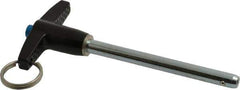 Gibraltar - 1/4" Diam, 2-1/2" Usable Length, T Handle, Quick Release Pin - Grade 4130 Steel, Zinc-Plated Finish - USA Tool & Supply