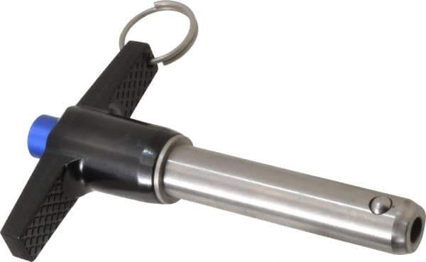 Gibraltar - 5/8" Diam, 2-1/2" Usable Length, T Handle, Quick Release Pin - Grade 17-4 Stainless Steel, Bright Finish - USA Tool & Supply