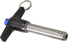 Gibraltar - 5/8" Diam, 2-1/2" Usable Length, T Handle, Quick Release Pin - Grade 17-4 Stainless Steel, Bright Finish - USA Tool & Supply