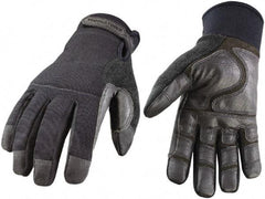 Youngstown - Size L (9) Synthetic Leather/Microfleece Waterproof & Cold & Heat Protection Work Gloves - For General Purpose, Uncoated, Hook & Loop Cuff, Full Fingered, Stealth, Paired - USA Tool & Supply