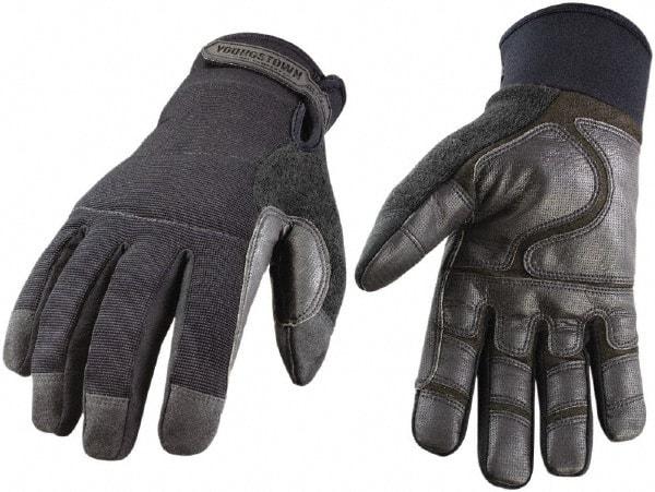 Youngstown - Size XL (10) Synthetic Leather/Microfleece Waterproof & Cold & Heat Protection Work Gloves - For General Purpose, Uncoated, Hook & Loop Cuff, Full Fingered, Stealth, Paired - USA Tool & Supply