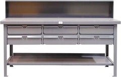 Strong Hold - 72 Wide x 36" Deep x 34" High, Steel Work Table - Flat Top, Angle Legs, Dark Gray - USA Tool & Supply