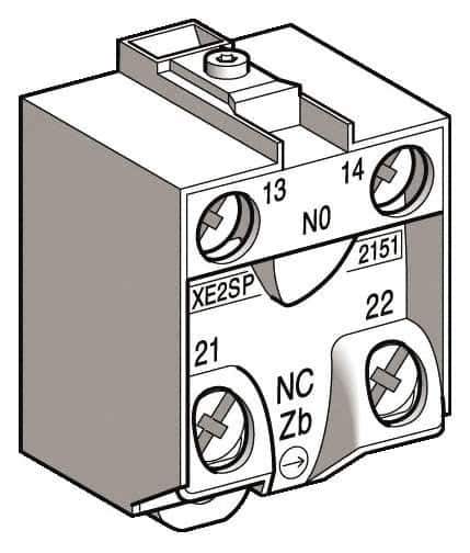 Telemecanique Sensors - NO/NC, Electrical Switch Contact Block - For Use with ZCD21, ZCKJ1, ZCKJ1D, ZCKL1, ZCKM1, ZCKS1, ZCP21 - USA Tool & Supply