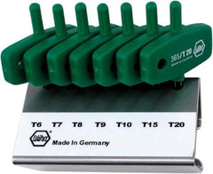 Wiha - 7 Piece T6 to T20 Chrome Vanadium Molybdenum Wing Handle Torx Key Set - T6, T7, T8, T9, T10, T15, T20 Torx Size - USA Tool & Supply
