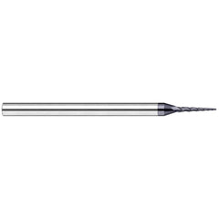 Harvey Tool - 4° per Side 0.09" Small End Diam 0.9" LOC 3-Flute Solid Carbide Tapered Ball End Mill - Exact Industrial Supply