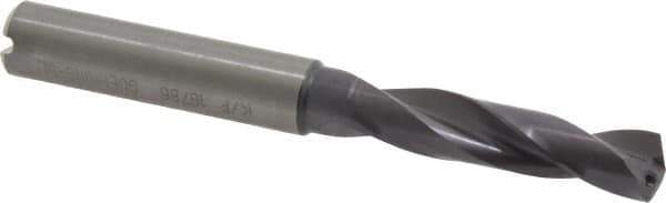Guhring - 8.8mm 140° Spiral Flute Solid Carbide Screw Machine Drill Bit - FIREX Finish, Right Hand Cut, 47mm Flute Length, 89mm OAL, SU Point, Straight Shank, Through Coolant - USA Tool & Supply