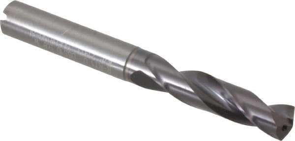 Guhring - 0.3858" 140° Spiral Flute Solid Carbide Screw Machine Drill Bit - FIREX Finish, Right Hand Cut, 47mm Flute Length, 89mm OAL, SU Point, Straight Shank, Through Coolant - USA Tool & Supply