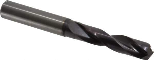 Guhring - 7/16" 140° Spiral Flute Solid Carbide Screw Machine Drill Bit - FIREX Finish, Right Hand Cut, 55mm Flute Length, 102mm OAL, SU Point, Straight Shank, Through Coolant - USA Tool & Supply