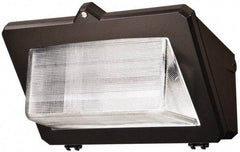 Cooper Lighting - 400 Watt, 120-277 Volt, High Pressure Sodium Wall Pack Light Fixture - Glass Lens, Aluminum Housing, Bronze (Color), Wall Mount, 12-3/4" Deep x 10" High x 16-5/8" Wide - USA Tool & Supply