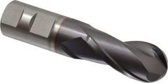Hertel - 1" Diam, 2" LOC, 2 Flute Cobalt Ball End Mill - TiCN Finish, Single End, 4-1/2" OAL, 1" Shank Diam, Spiral Flute - USA Tool & Supply