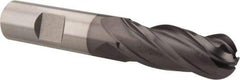 Hertel - 5/8" Diam, 1-5/8" LOC, 4 Flute Cobalt Ball End Mill - TiCN Finish, Single End, 3-3/4" OAL, 5/8" Shank Diam, Spiral Flute - USA Tool & Supply