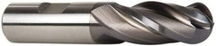 Hertel - 3/4" Diam, 1-5/8" LOC, 4 Flute Cobalt Ball End Mill - TiCN Finish, Single End, 3-7/8" OAL, 3/4" Shank Diam, Spiral Flute - USA Tool & Supply