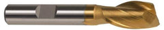 Hertel - 3/4", 1-5/8" LOC, 1/2" Shank Diam, 3-5/8" OAL, 2 Flute, High Speed Steel Square End Mill - Single End, TiN Finish, Spiral Flute, 42° Helix, Centercutting, Right Hand Cut, Right Hand Flute - USA Tool & Supply