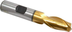 Hertel - 1/2", 1" LOC, 1/2" Shank Diam, 3" OAL, 2 Flute, Cobalt Square End Mill - Single End, TiN Finish, Spiral Flute, 30° Helix, Centercutting, Right Hand Cut, Right Hand Flute - USA Tool & Supply