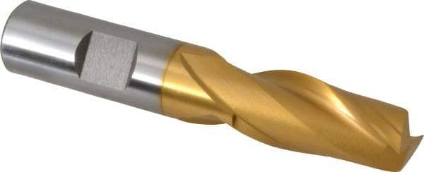Hertel - 5/8", 1-5/16" LOC, 5/8" Shank Diam, 3-7/16" OAL, 2 Flute, Cobalt Square End Mill - Single End, TiN Finish, Centercutting - USA Tool & Supply