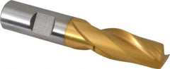 Hertel - 5/8", 1-5/16" LOC, 5/8" Shank Diam, 3-7/16" OAL, 2 Flute, Cobalt Square End Mill - Single End, TiN Finish, Centercutting - USA Tool & Supply