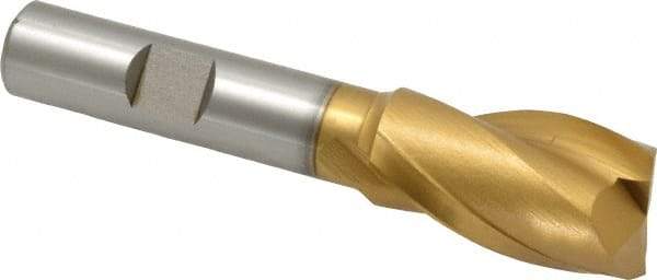 Hertel - 3/4", 1-5/16" LOC, 1/2" Shank Diam, 3-5/16" OAL, 2 Flute, Cobalt Square End Mill - Single End, TiN Finish, Spiral Flute, 30° Helix, Centercutting, Right Hand Cut, Right Hand Flute - USA Tool & Supply