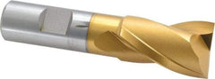 Hertel - 1", 1-1/2" LOC, 3/4" Shank Diam, 3-3/4" OAL, 2 Flute, Cobalt Square End Mill - Single End, TiN Finish, Spiral Flute, 30° Helix, Centercutting, Right Hand Cut, Right Hand Flute - USA Tool & Supply