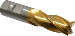 Hertel - 1", 2" LOC, 1" Shank Diam, 4-1/2" OAL, 4 Flute, Cobalt Square End Mill - Single End, TiN Finish, Spiral Flute, 30° Helix, Centercutting, Right Hand Cut, Right Hand Flute - USA Tool & Supply