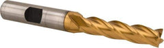 Hertel - 5/16", 1-3/8" LOC, 3/8" Shank Diam, 3-1/8" OAL, 4 Flute, Cobalt Square End Mill - Single End, TiN Finish, Centercutting - USA Tool & Supply