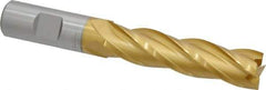 Hertel - 3/4", 3" LOC, 3/4" Shank Diam, 5-1/4" OAL, 4 Flute, Cobalt Square End Mill - Single End, TiN Finish, Spiral Flute, 30° Helix, Centercutting, Right Hand Cut, Right Hand Flute - USA Tool & Supply