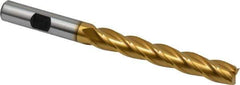 Hertel - 3/8", 2-1/2" LOC, 3/8" Shank Diam, 4-1/4" OAL, 4 Flute, Cobalt Square End Mill - Single End, TiN Finish, Centercutting - USA Tool & Supply
