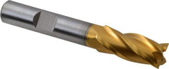 Hertel - 7/16", 1" LOC, 3/8" Shank Diam, 2-11/16" OAL, 4 Flute, Cobalt Square End Mill - Single End, TiN Finish, Spiral Flute, 30° Helix, Centercutting, Right Hand Cut, Right Hand Flute - USA Tool & Supply