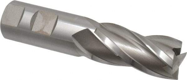 Hertel - 1", 2" LOC, 1" Shank Diam, 4-1/2" OAL, 4 Flute, High Speed Steel Square End Mill - Single End, Uncoated, Spiral Flute, 30° Helix, Centercutting, Right Hand Cut, Right Hand Flute - USA Tool & Supply