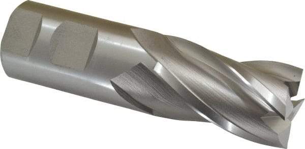 Hertel - 1-1/4", 2" LOC, 1-1/4" Shank Diam, 4-1/2" OAL, 4 Flute, High Speed Steel Square End Mill - Single End, Uncoated, Spiral Flute, 30° Helix, Centercutting, Right Hand Cut, Right Hand Flute - USA Tool & Supply
