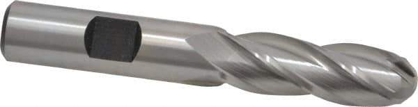 Hertel - 1/2" Diam, 1-1/2" LOC, 4 Flute High Speed Steel Ball End Mill - Uncoated, Single End, 3-1/4" OAL, 1/2" Shank Diam, Spiral Flute - USA Tool & Supply