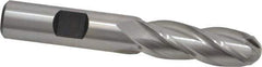Hertel - 1/2" Diam, 1-1/2" LOC, 4 Flute High Speed Steel Ball End Mill - Uncoated, Single End, 3-1/4" OAL, 1/2" Shank Diam, Spiral Flute - USA Tool & Supply