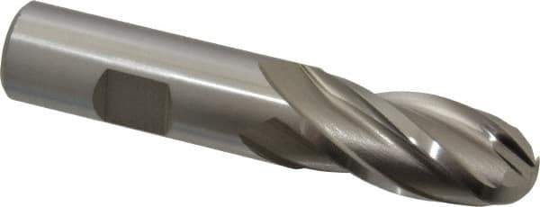 Hertel - 3/4" Diam, 1-5/8" LOC, 4 Flute High Speed Steel Ball End Mill - Uncoated, Single End, 3-7/8" OAL, 3/4" Shank Diam, Spiral Flute - USA Tool & Supply