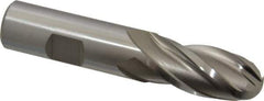 Hertel - 3/4" Diam, 1-5/8" LOC, 4 Flute High Speed Steel Ball End Mill - Uncoated, Single End, 3-7/8" OAL, 3/4" Shank Diam, Spiral Flute - USA Tool & Supply