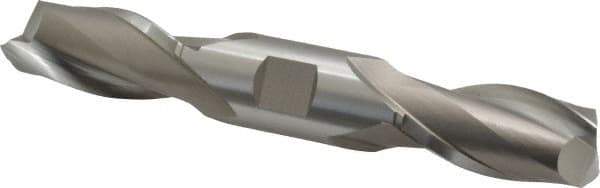 Hertel - 27/32", 1-9/16" LOC, 7/8" Shank Diam, 5-1/2" OAL, 2 Flute, High Speed Steel Square End Mill - Double End, Uncoated, Spiral Flute, Centercutting, Right Hand Cut, Right Hand Flute - USA Tool & Supply