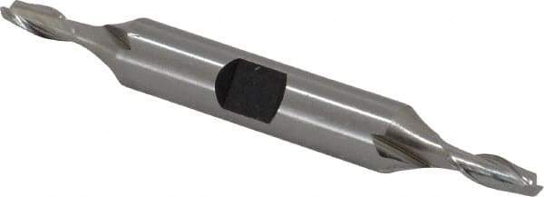 Hertel - 11/64", 7/16" LOC, 3/8" Shank Diam, 3-1/8" OAL, 2 Flute, High Speed Steel Square End Mill - Double End, Uncoated, Spiral Flute, 30° Helix, Centercutting, Right Hand Cut, Right Hand Flute - USA Tool & Supply
