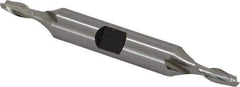 Hertel - 11/64", 7/16" LOC, 3/8" Shank Diam, 3-1/8" OAL, 2 Flute, High Speed Steel Square End Mill - Double End, Uncoated, Spiral Flute, 30° Helix, Centercutting, Right Hand Cut, Right Hand Flute - USA Tool & Supply