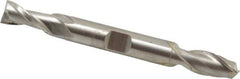 Hertel - 23/64", 9/16" LOC, 3/8" Shank Diam, 3-1/8" OAL, 2 Flute, High Speed Steel Square End Mill - Double End, Uncoated, Spiral Flute, 30° Helix, Centercutting, Right Hand Cut, Right Hand Flute - USA Tool & Supply