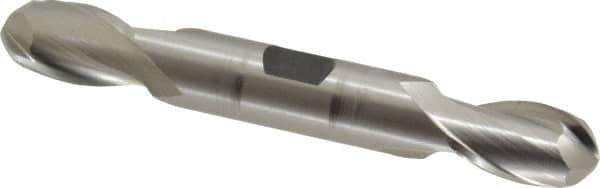 Hertel - 1/2" Diam, 13/16" LOC, 2 Flute High Speed Steel Ball End Mill - Uncoated, Double End, 3-3/4" OAL, 1/2" Shank Diam, Spiral Flute - USA Tool & Supply