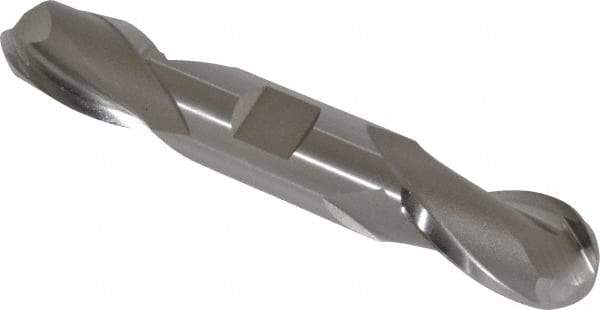 Hertel - 3/4" Diam, 1-5/16" LOC, 2 Flute High Speed Steel Ball End Mill - Uncoated, Double End, 5" OAL, 3/4" Shank Diam, Spiral Flute - USA Tool & Supply
