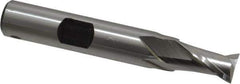 Hertel - 11/32", 9/16" LOC, 3/8" Shank Diam, 2-5/16" OAL, 2 Flute, High Speed Steel Square End Mill - Single End, Uncoated, Spiral Flute, 30° Helix, Centercutting, Right Hand Cut, Right Hand Flute - USA Tool & Supply